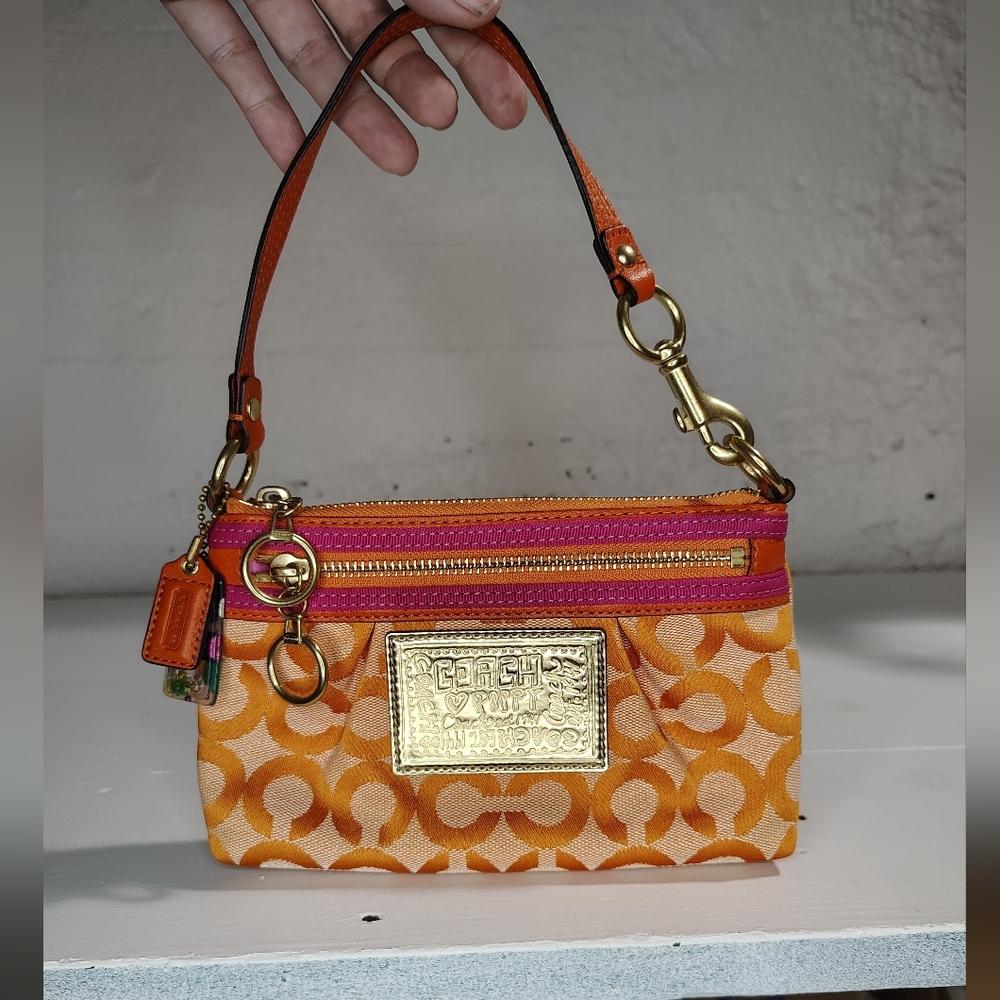 Coach Poppy Orange and Pink Wristlet/Mini Purse